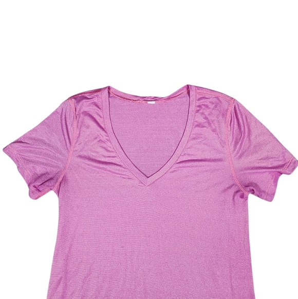 Lululemon What The Sports Tee Womens Size 6 Heathered Jewelled Magenta/Gold - Picture 6 of 12